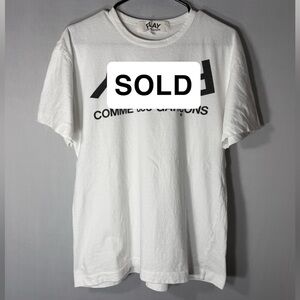 Comme des Garçons White Tee with Black PLAY Branding